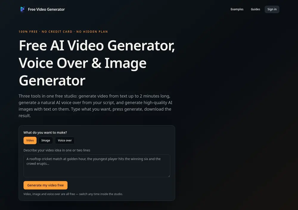 Free Video Generator website designed and developed by Gamma Agency