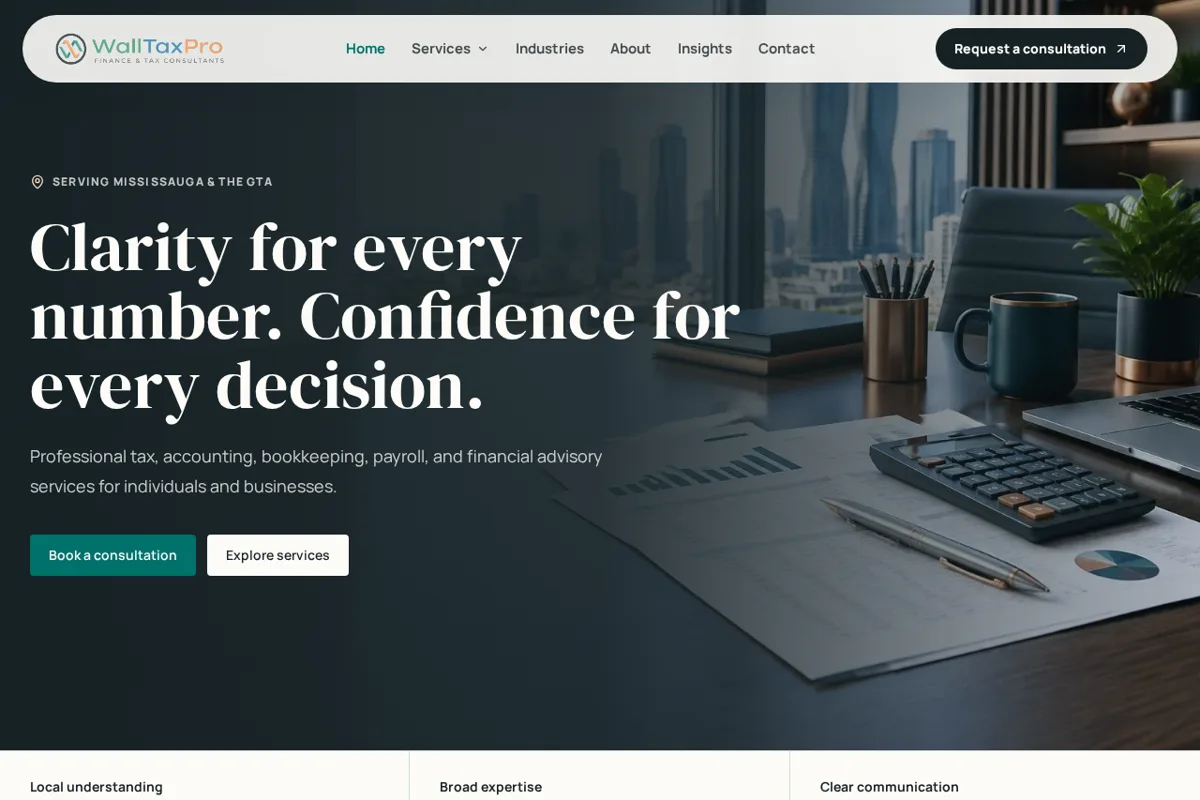 Wall Tax Pro website designed and developed by Gamma Agency
