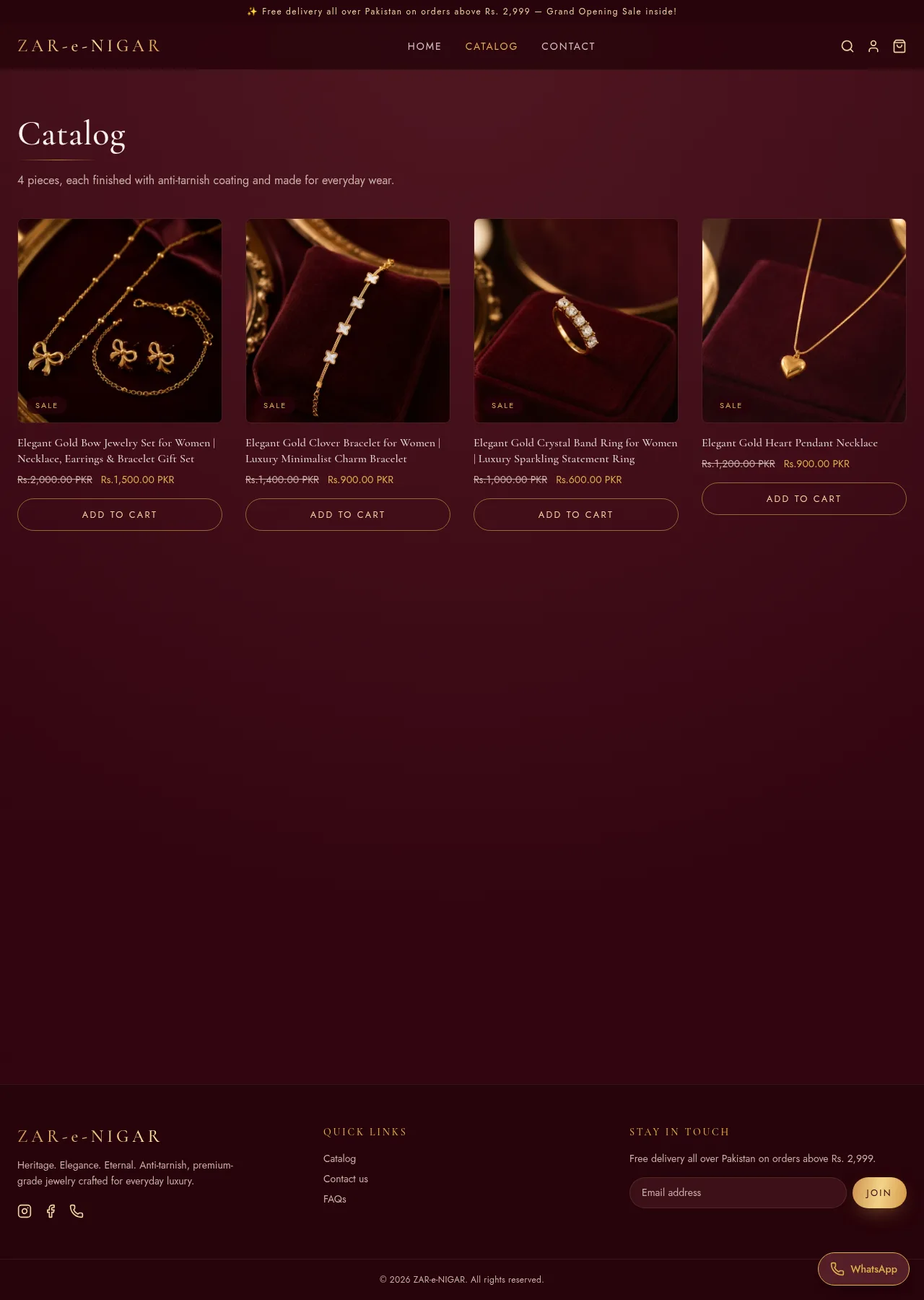 Zar-e-Nigar Store Catalogue screenshot