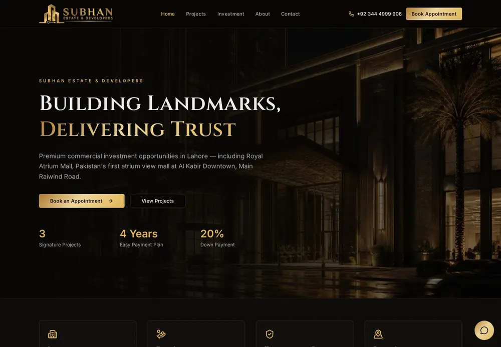 Subhan Developers website designed and developed by Gamma Agency