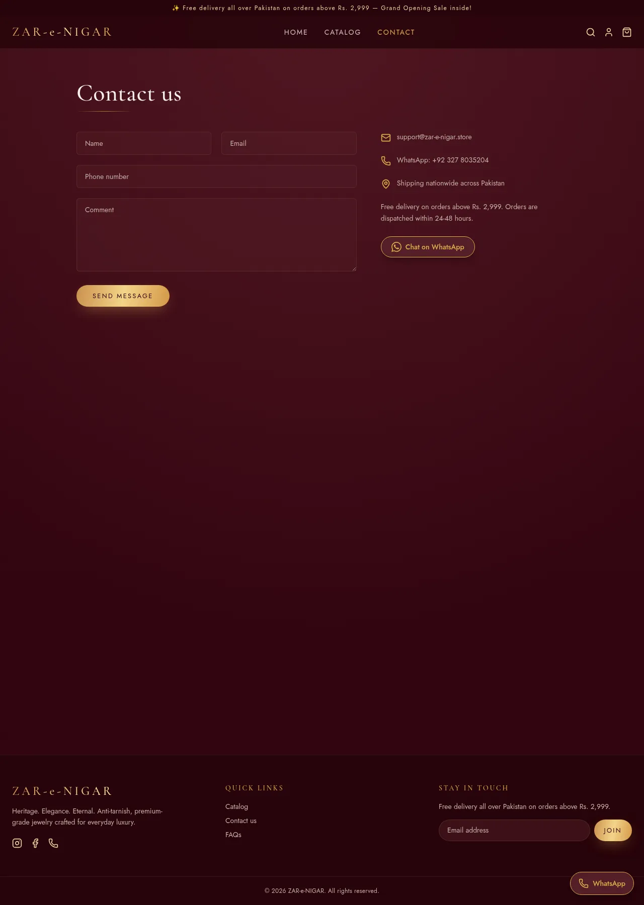 Zar-e-Nigar Store Contact screenshot