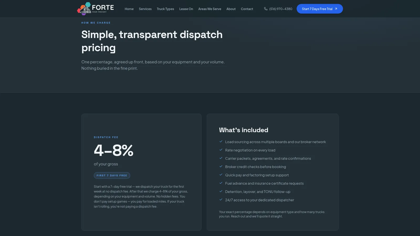 Forte Four Freight Pricing screenshot