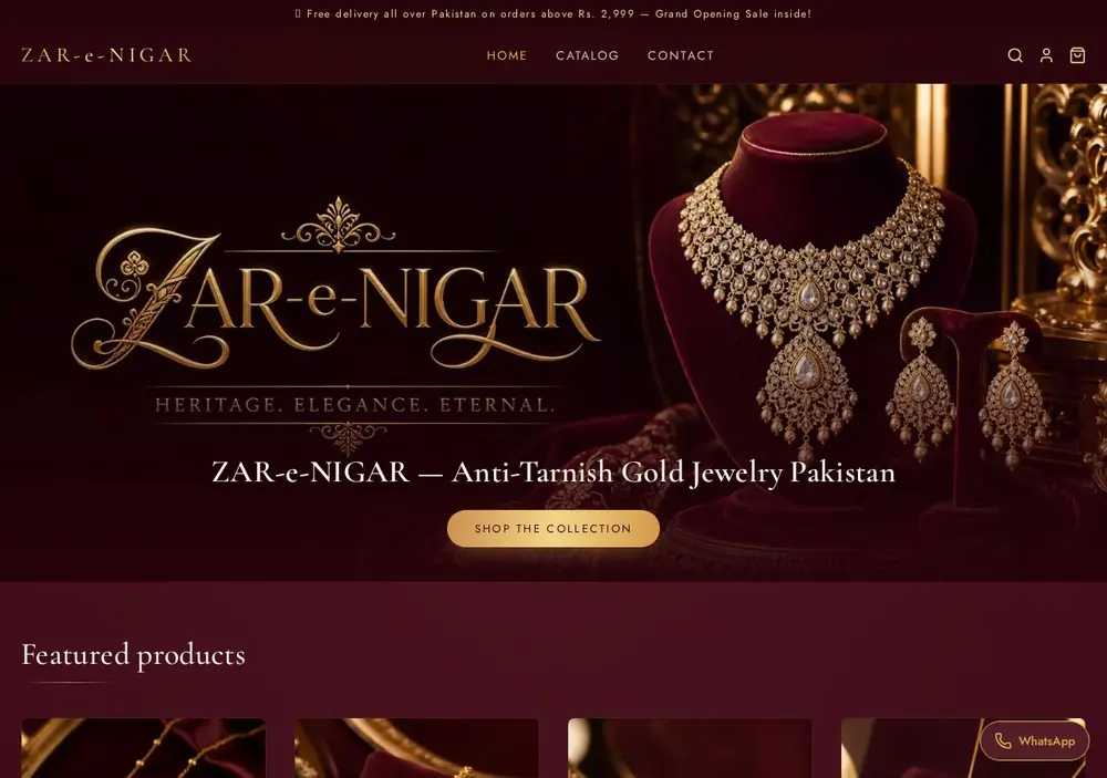 Zar-e-Nigar Store website designed and developed by Gamma Agency