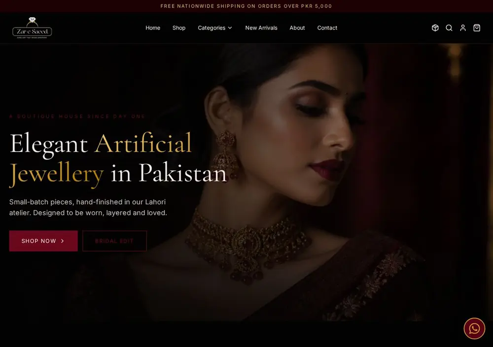 Zar-e-Saeed Jewel website designed and developed by Gamma Agency