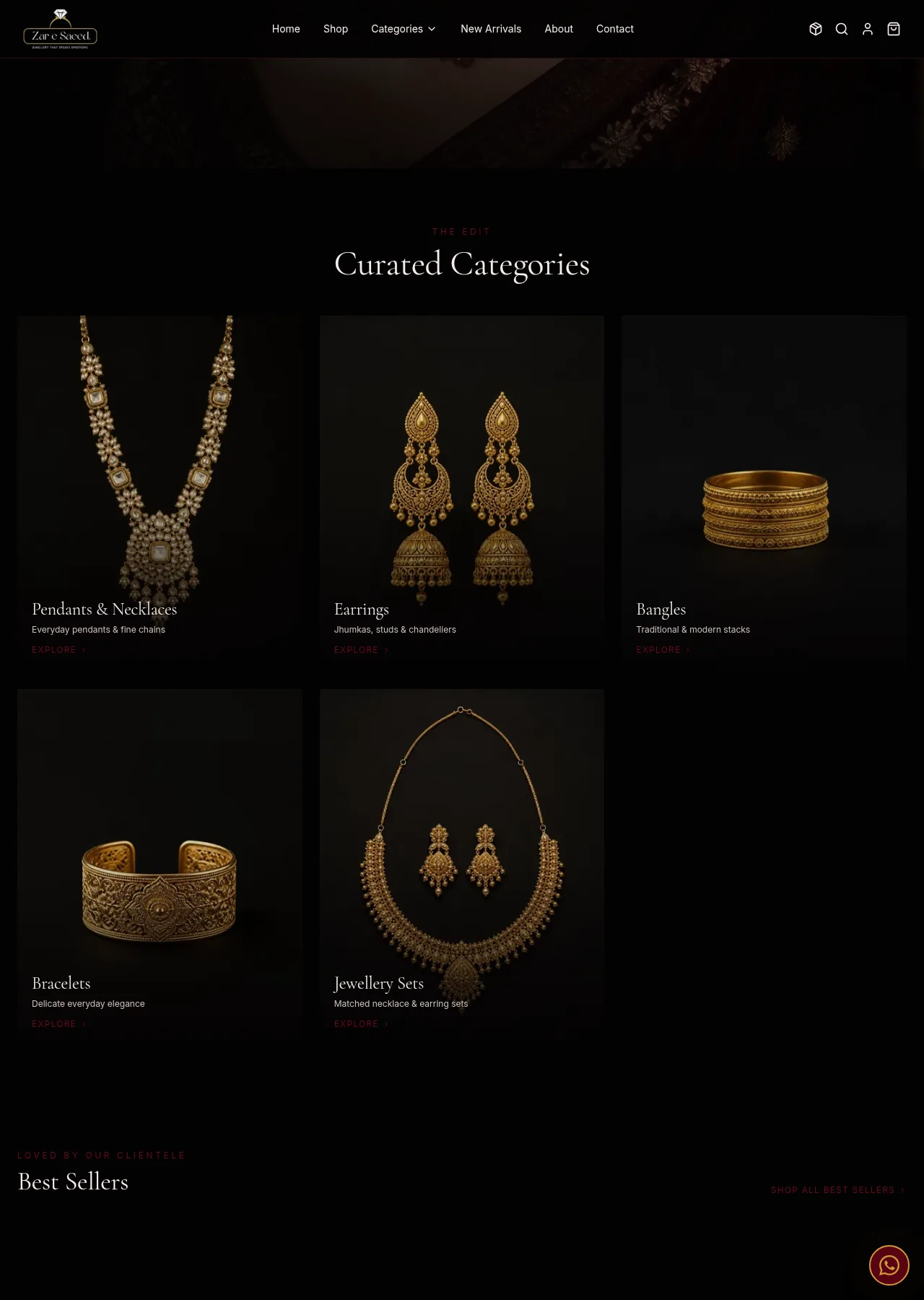 Zar-e-Saeed Jewel Homepage — more sections screenshot