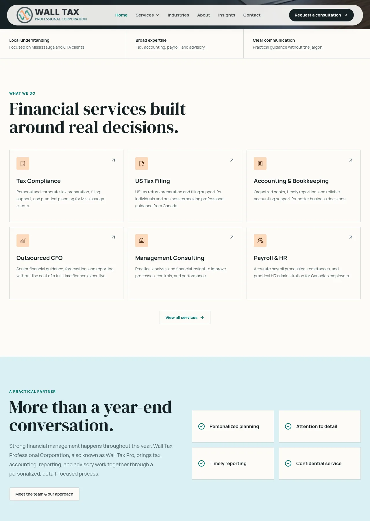 Wall Tax Pro Homepage — more sections screenshot